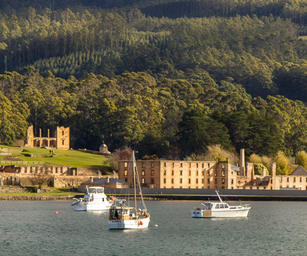 Port Arthur is a former convict settlement on the Tasman Peninsula that now is a popular touristic site.
