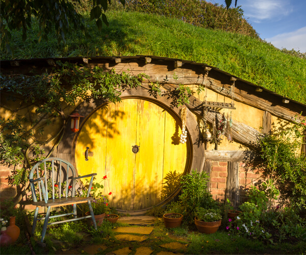 Hobbiton Movie Set and Farm is outdoor movie filming set for Lord of the Rings trilogy and The Hobbit